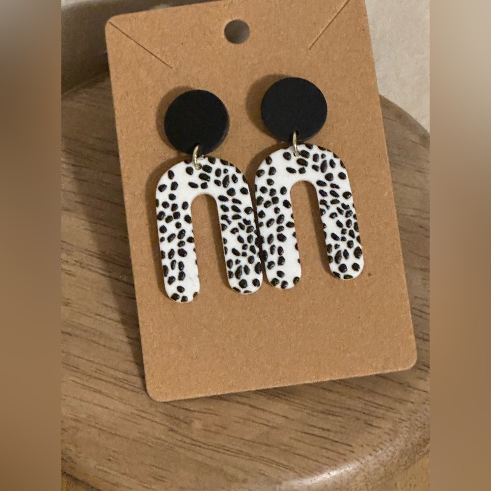 Handcrafted clay polymer earrings black post Lightweight cute hypoallergenic